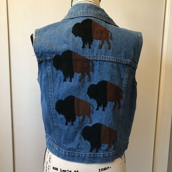 Patty Lewis Jackets & Blazers - Patty Lewis Vintage Denim Vest. Stars and Buffalo